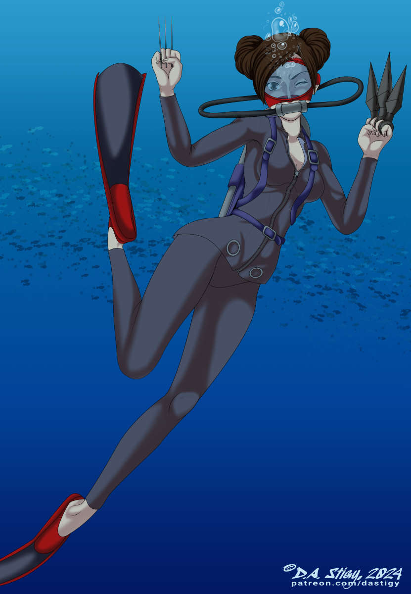 Tenten, scuba diving