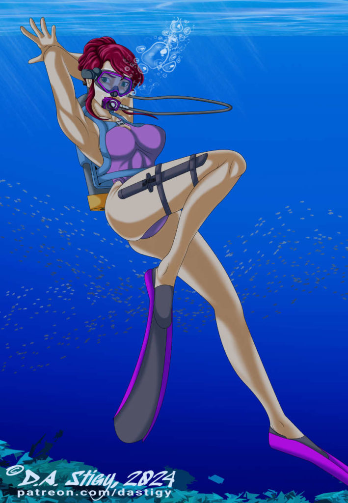 April from the 2003 TMNT cartoon scuba diving.