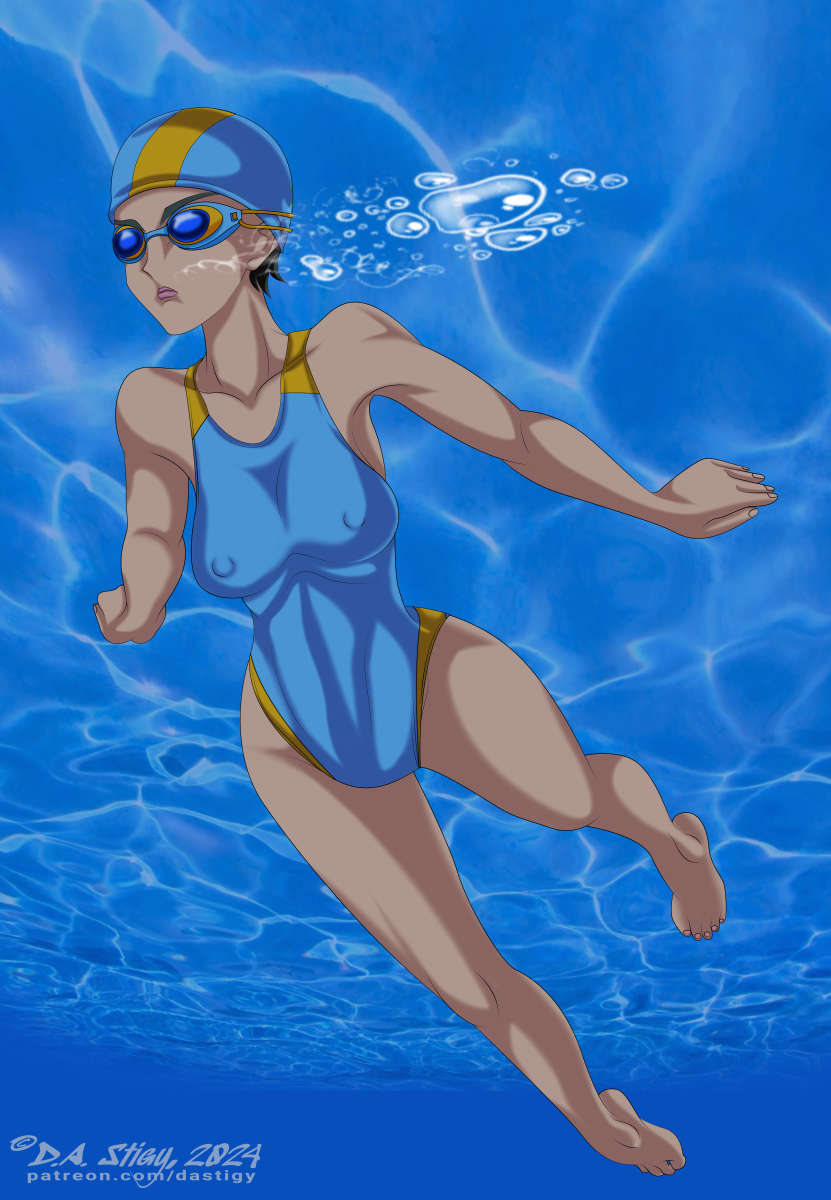 Ayuko Hayami from Golden Boy swimming laps.